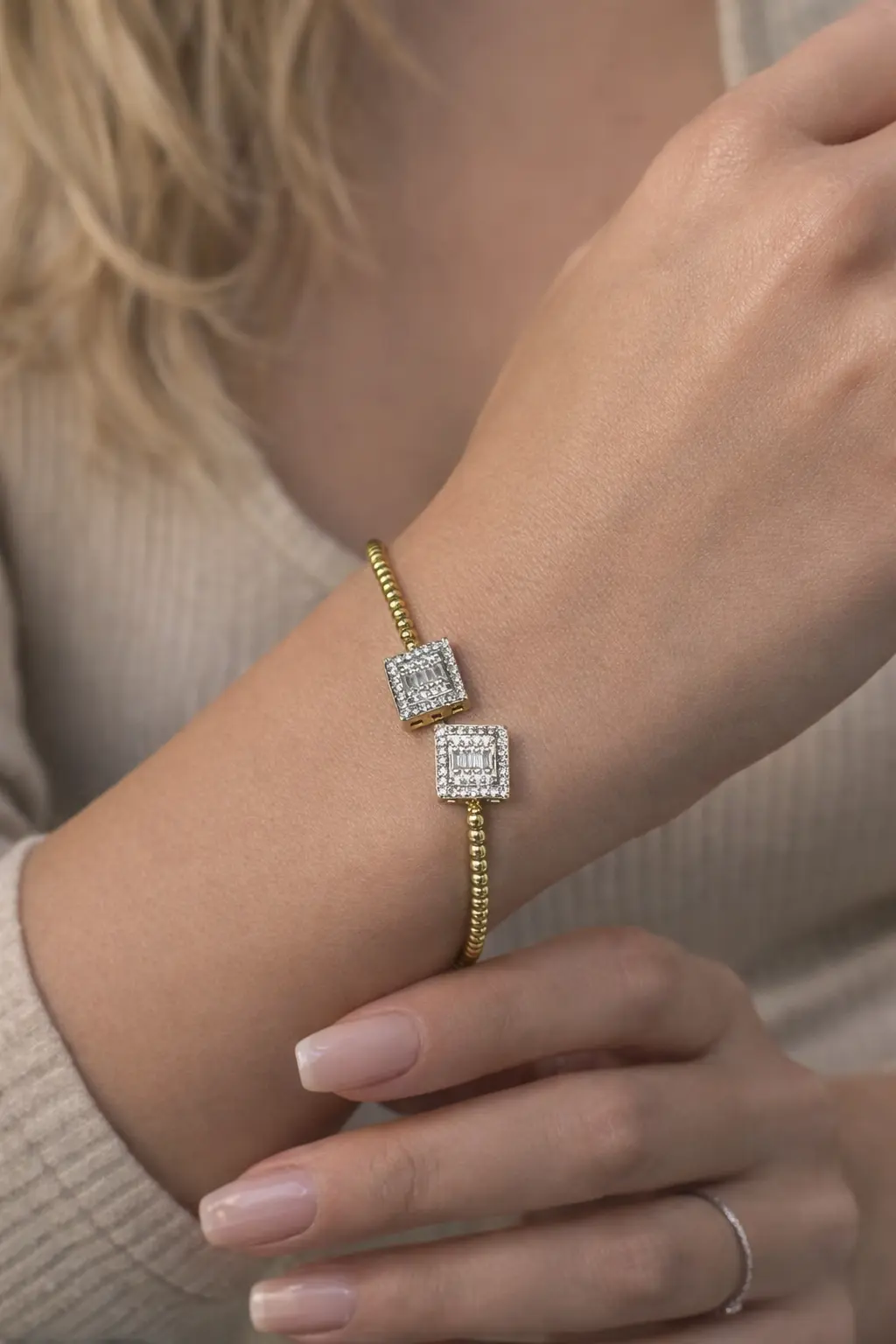 square double charm bracelet