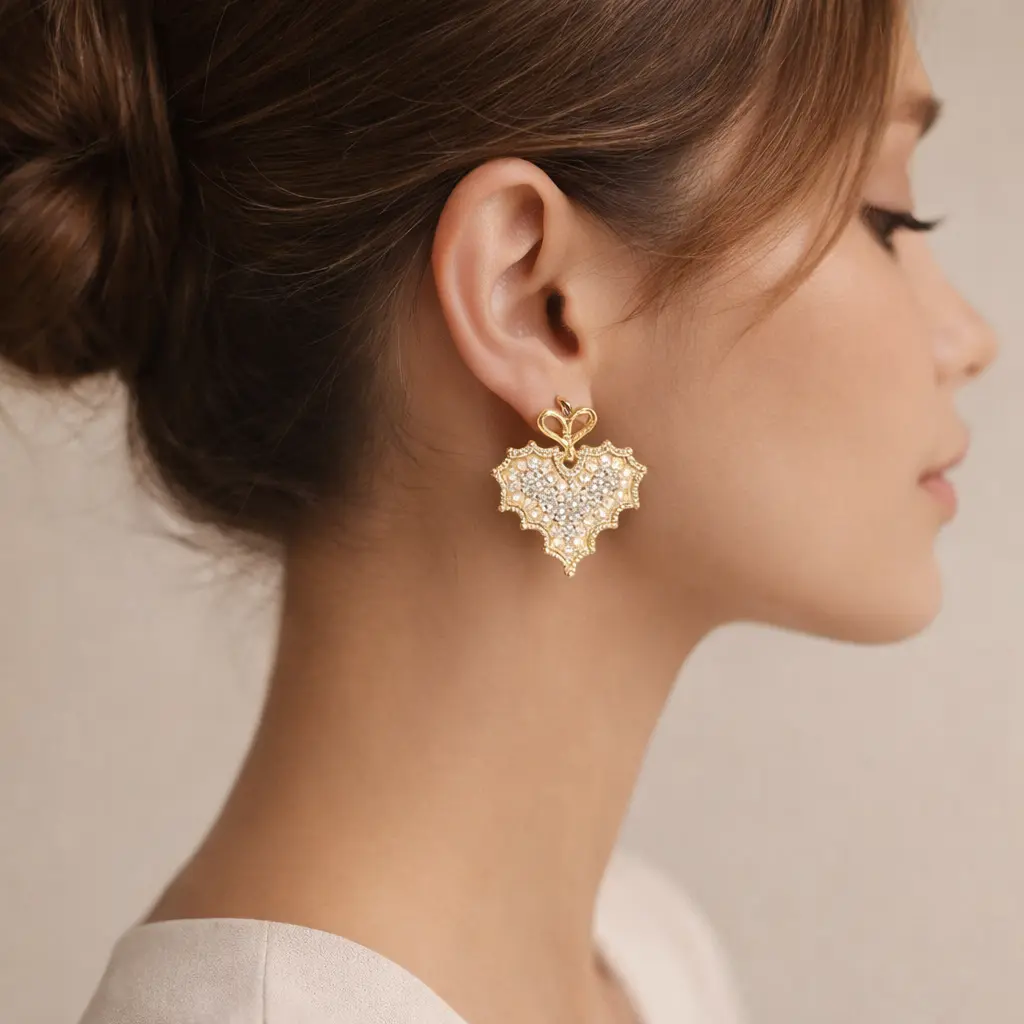 Love heart dangle drop earrings 