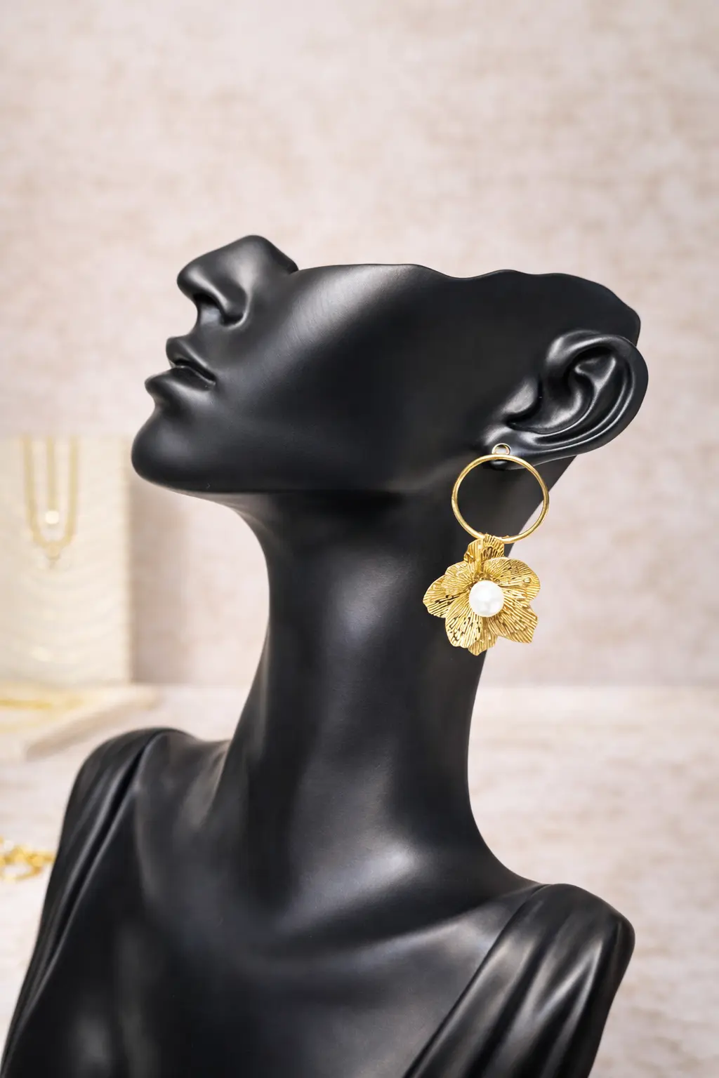 Floral-motif drop earrings