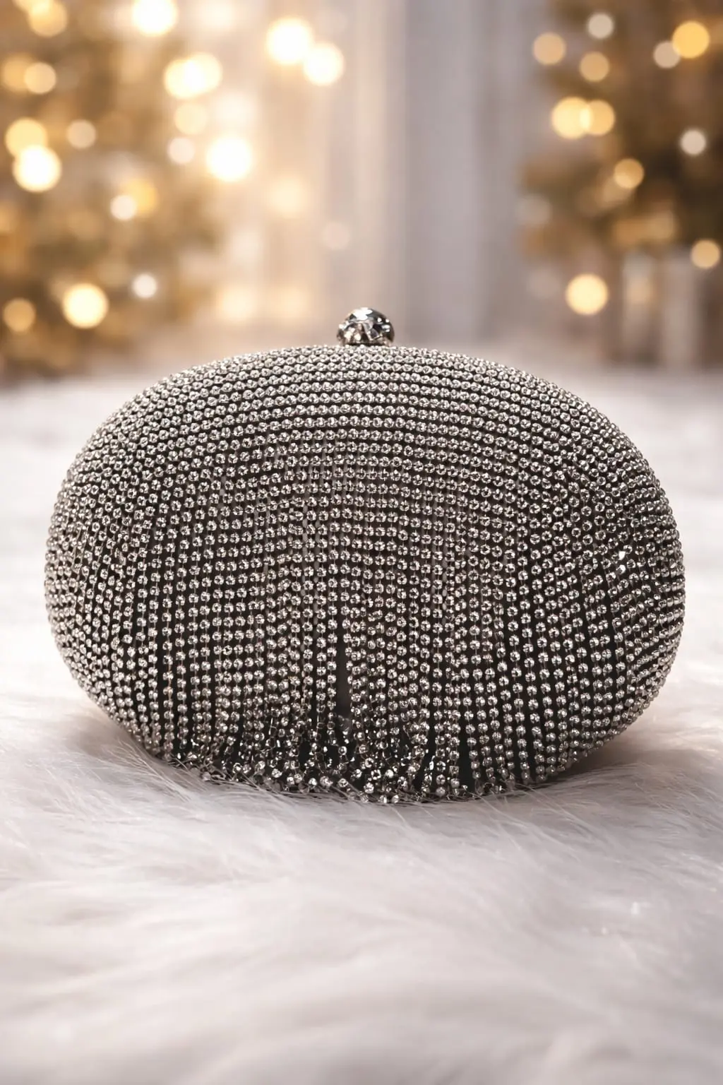 Crystal fringe clutch